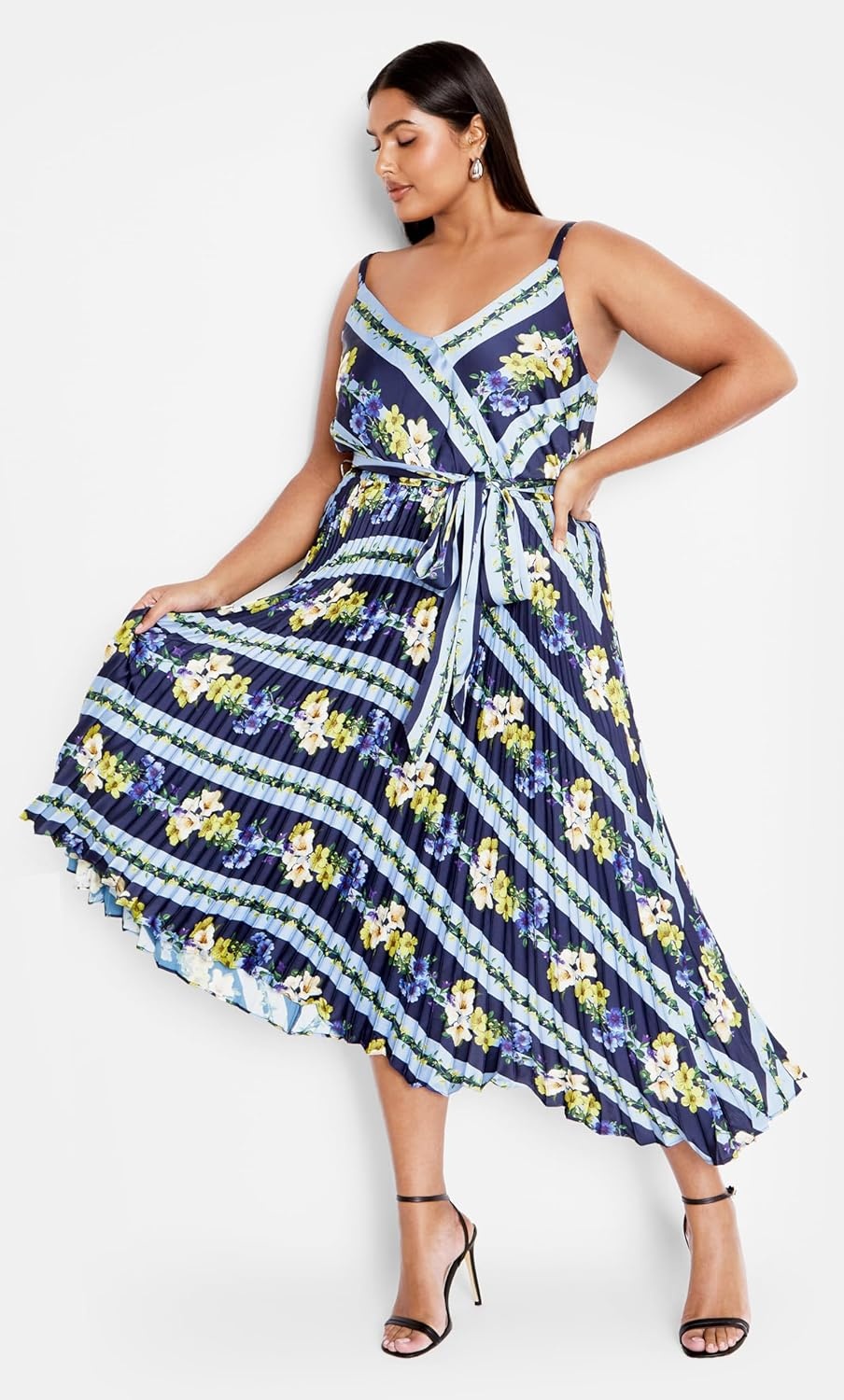 image:imageCity Chic Plus Size Dress Amelia Print PleatNavy Garden
