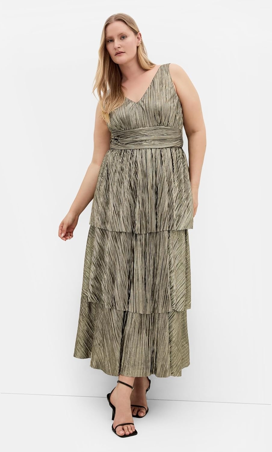 image:imageCity Chic Plus Size Dress Glamour Metallic TierBronze