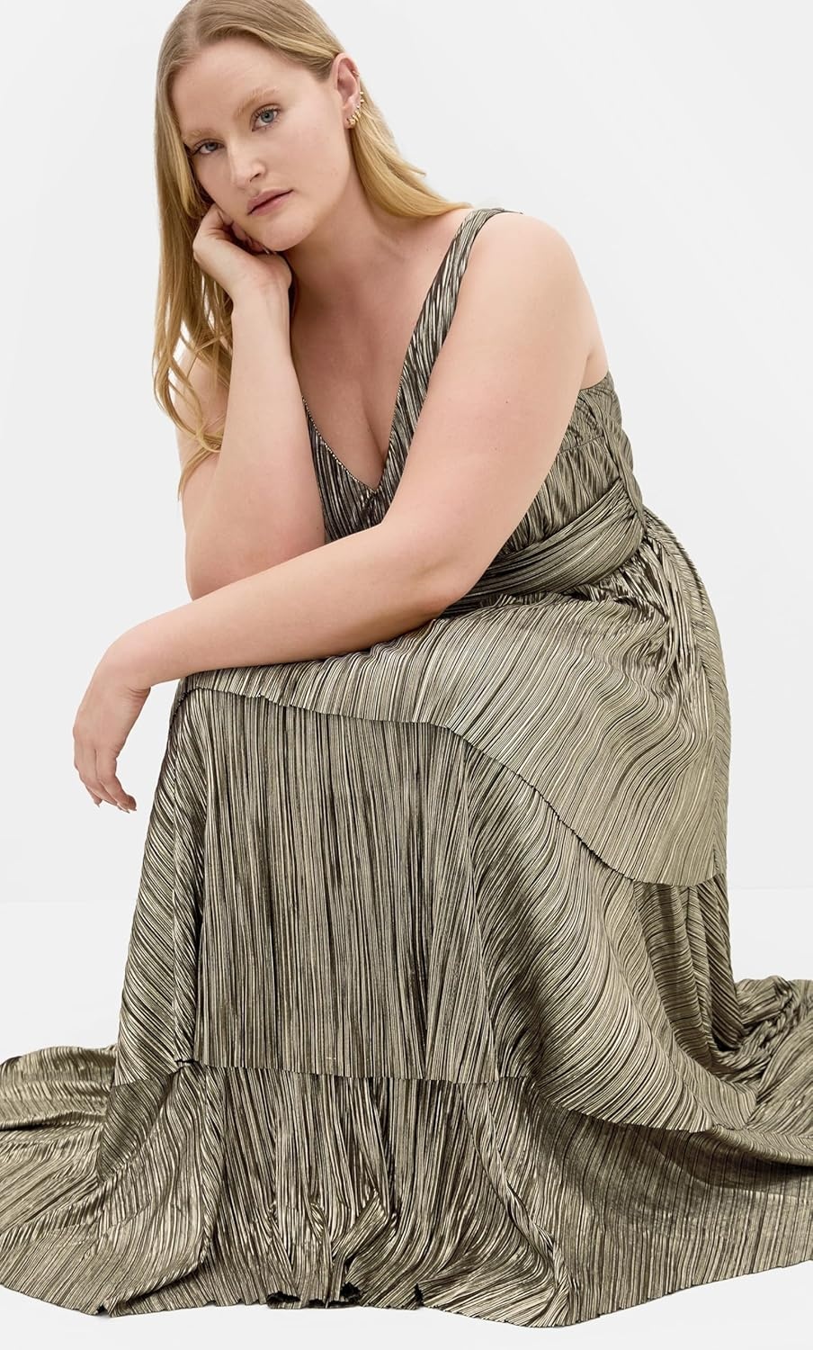 image:imageCity Chic Plus Size Dress Glamour Metallic TierBronze