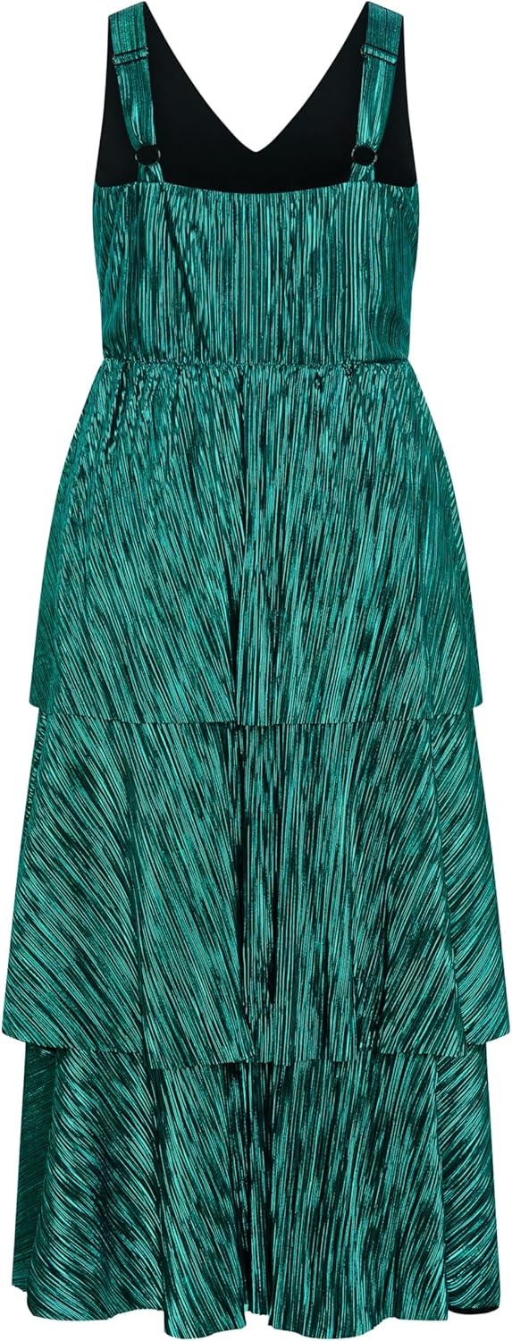 image:imageCity Chic Plus Size Dress Glamour Metallic TierEmerald