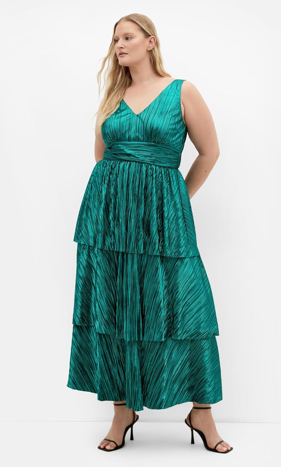 image:imageCity Chic Plus Size Dress Glamour Metallic TierEmerald
