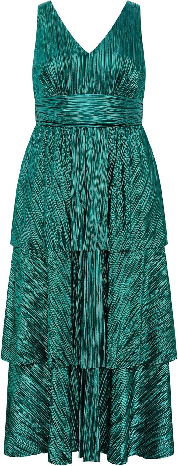 image:imageCity Chic Plus Size Dress Glamour Metallic TierEmerald