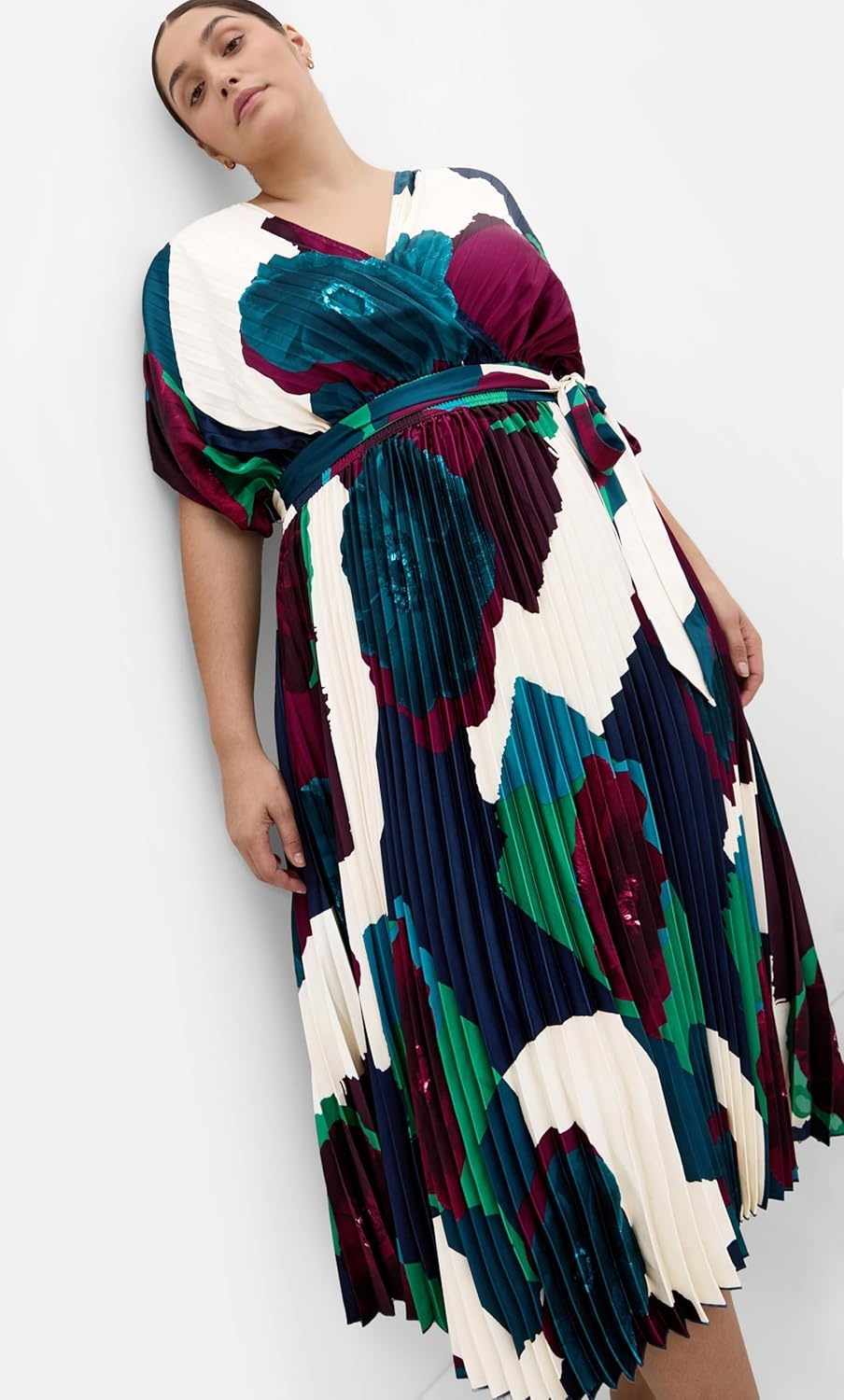 image:imageCity Chic Plus Size Dress Hailey Abstract Print Pleat MaxiAbstract Floral