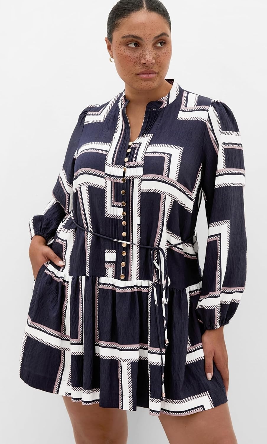 image:imageCity Chic Plus Size Dress Laurie Print MiniSleek Stripes