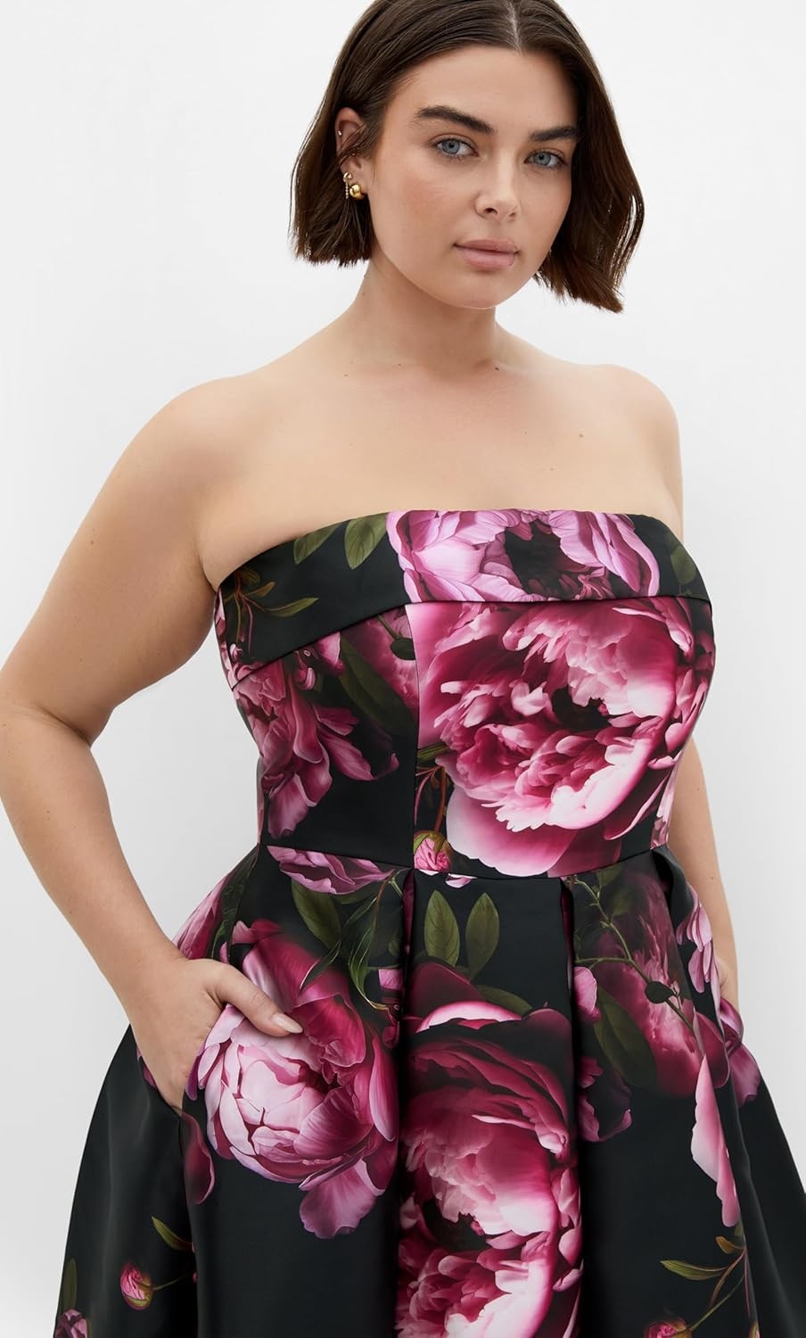 image:imageCity Chic Plus Size Dress Tiffany Bloom Strapless MidiMulti Bloom