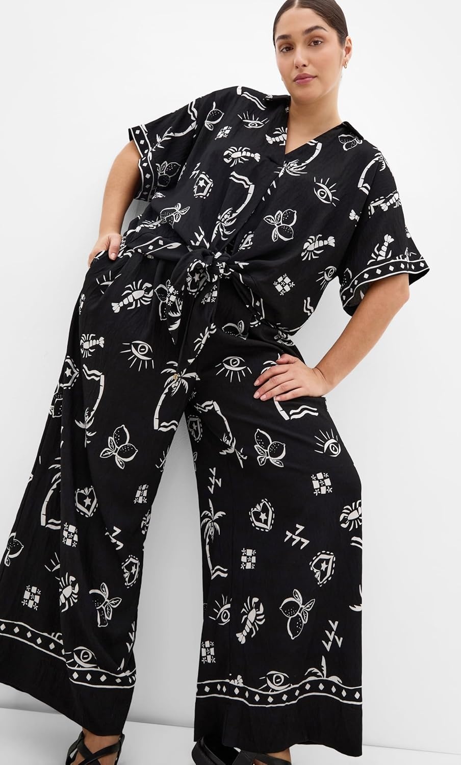 image:imageCity Chic Plus Size Shirt Resort Border PrintBw Conversational