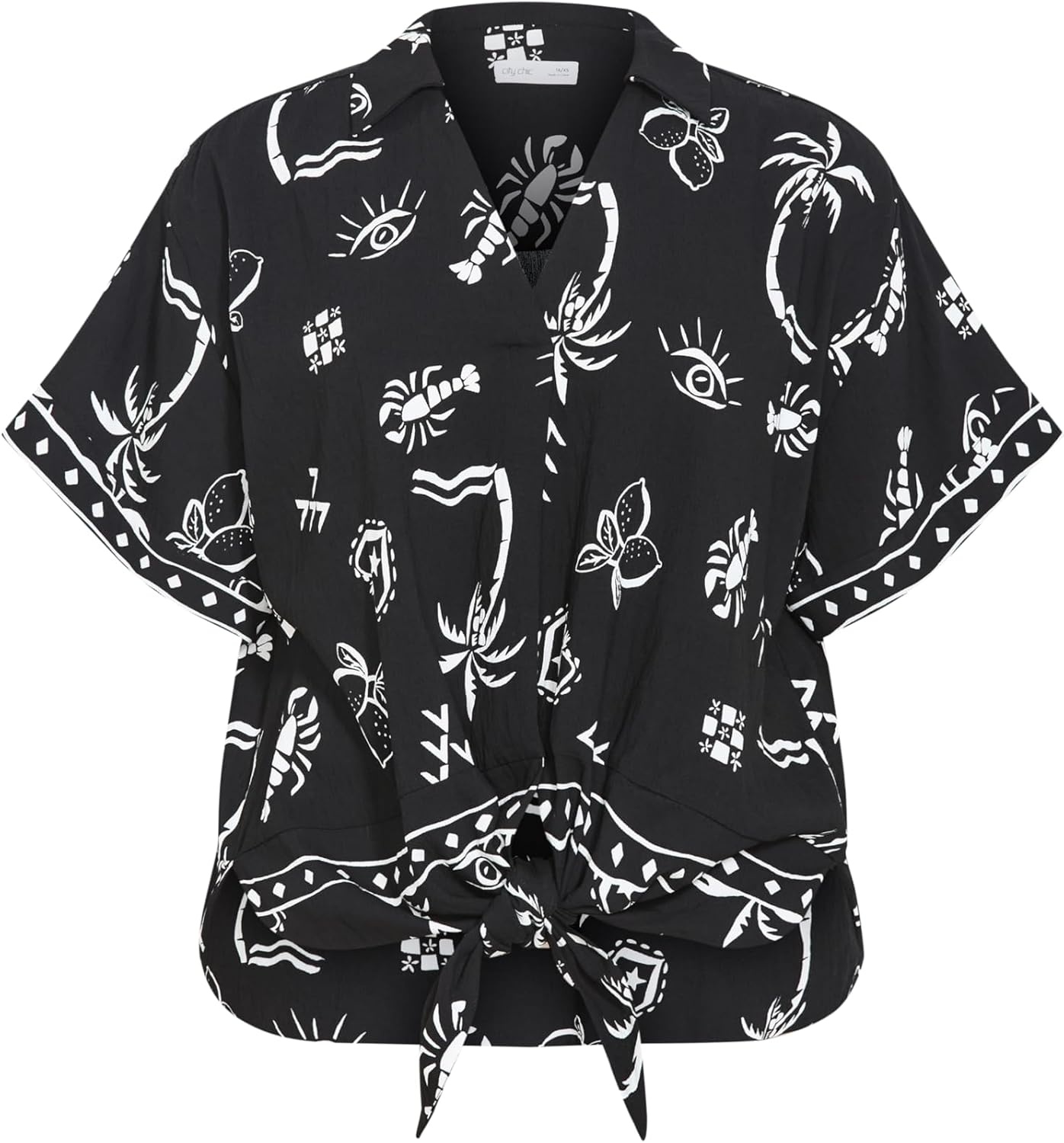 image:imageCity Chic Plus Size Shirt Resort Border PrintBw Conversational