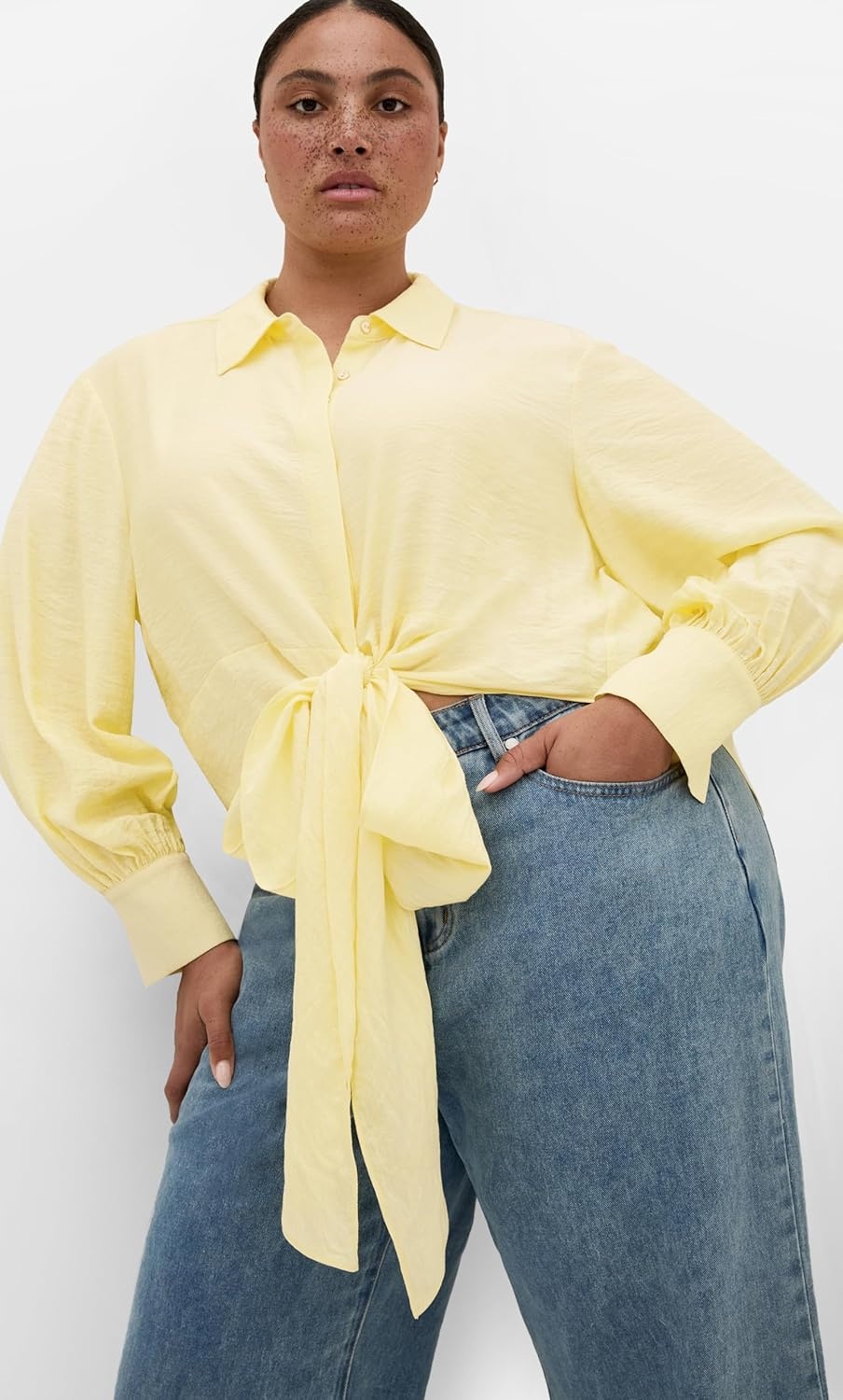 image:imageCity Chic Plus Size Shirt Rosabella Hem DetailLemon Drop