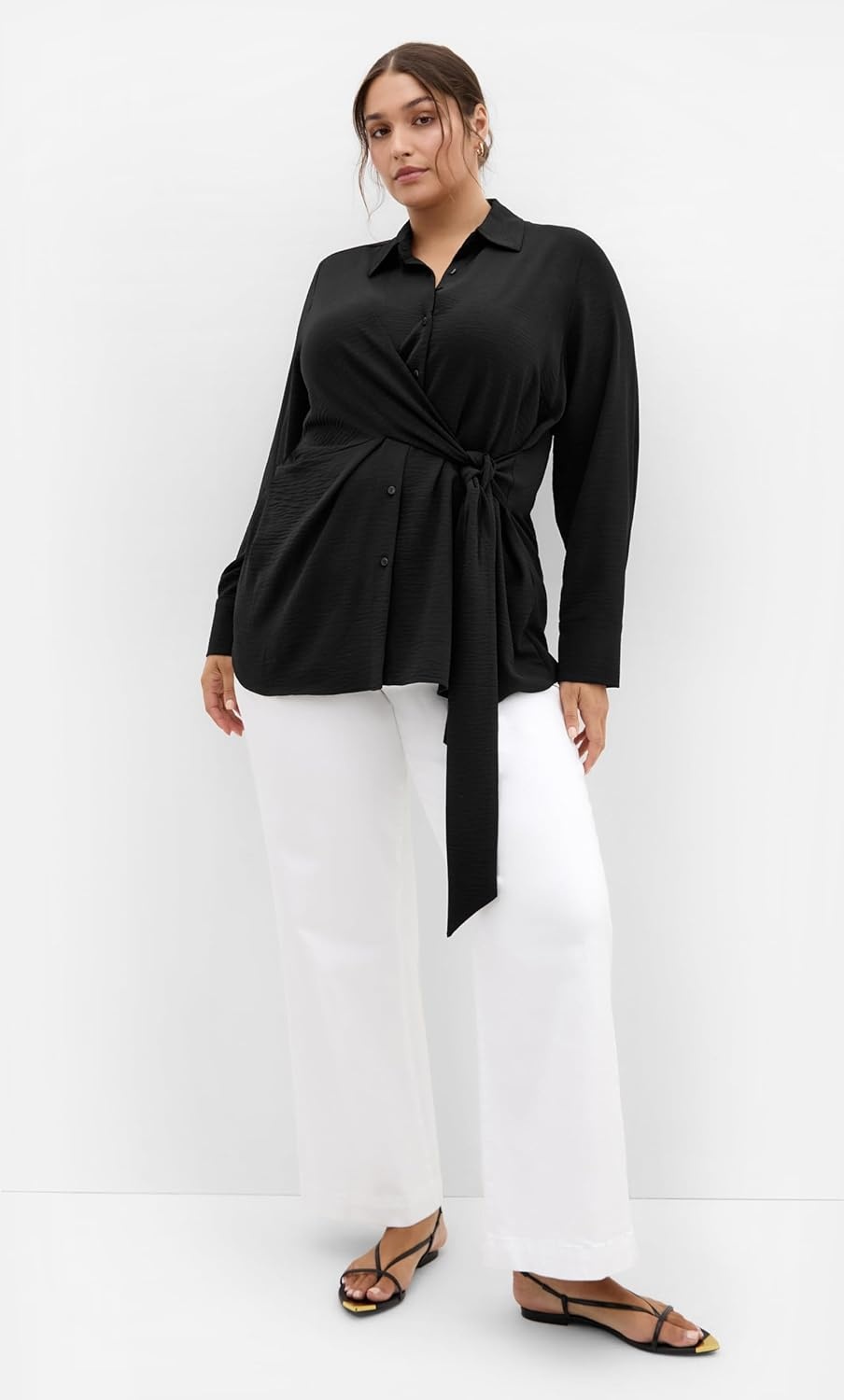 image:imageCity Chic Plus Size Shirt Telia Side TieBlack