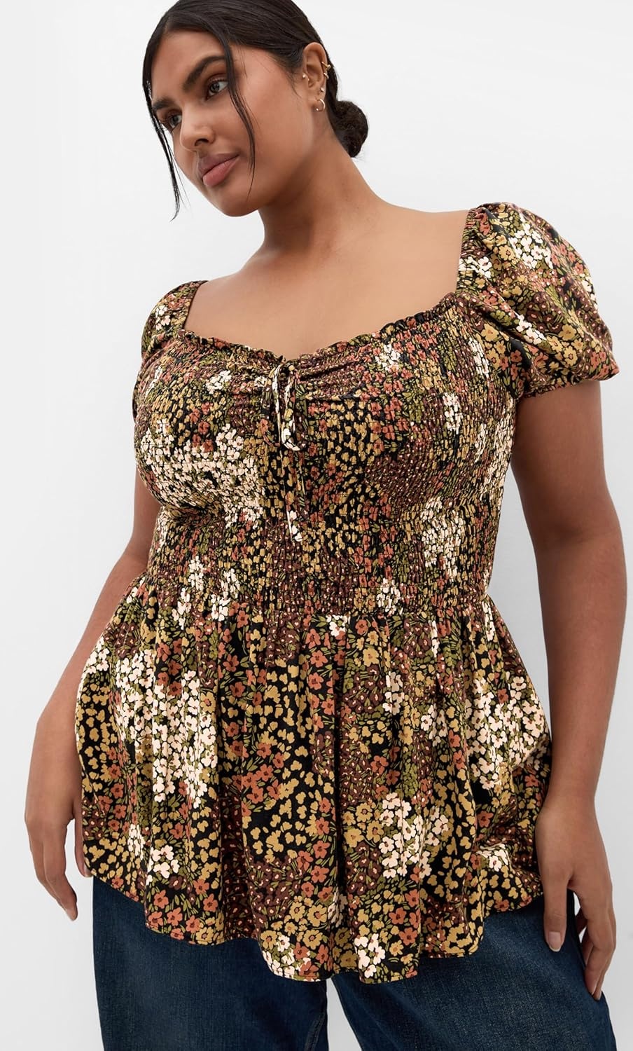 image:imageCity Chic Plus Size Top Azure Shirred PrintUnderground Ditsy