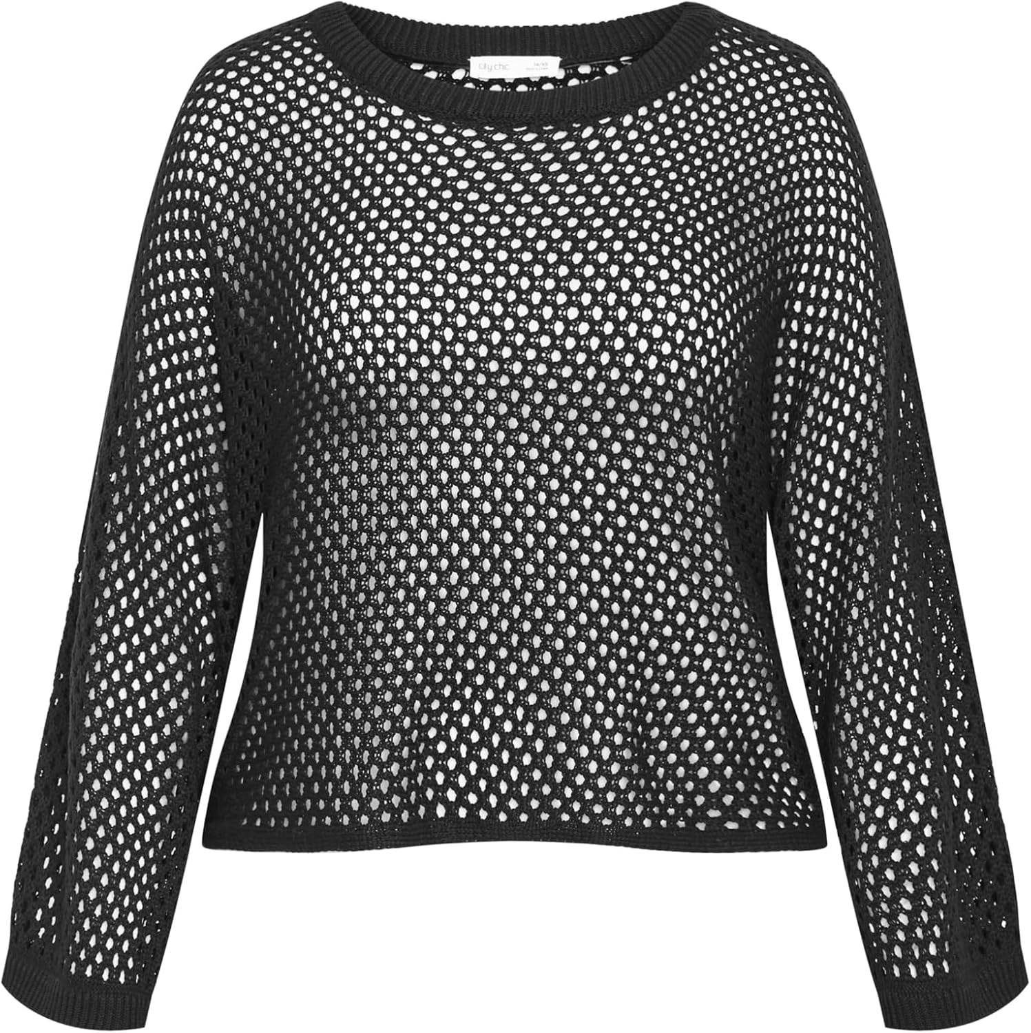 image:imageCity Chic Plus Size Top Crochet Knit Long SleeveBlack