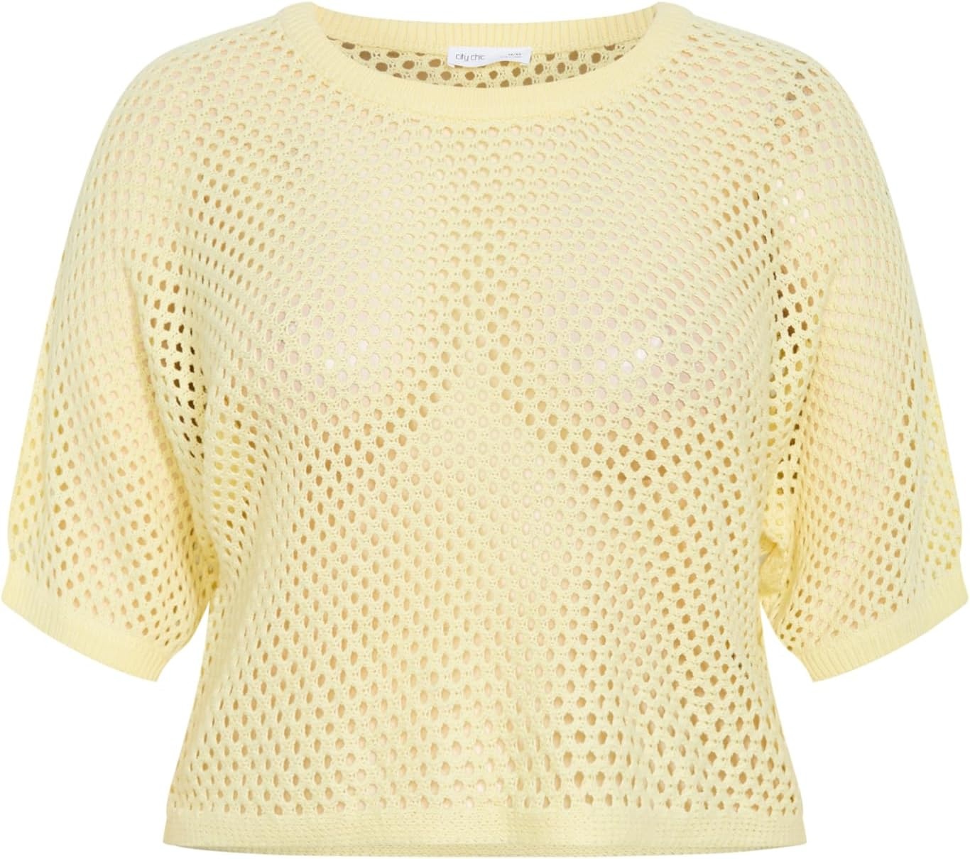 image:imageCity Chic Plus Size Top Crochet KnitLemon Zest