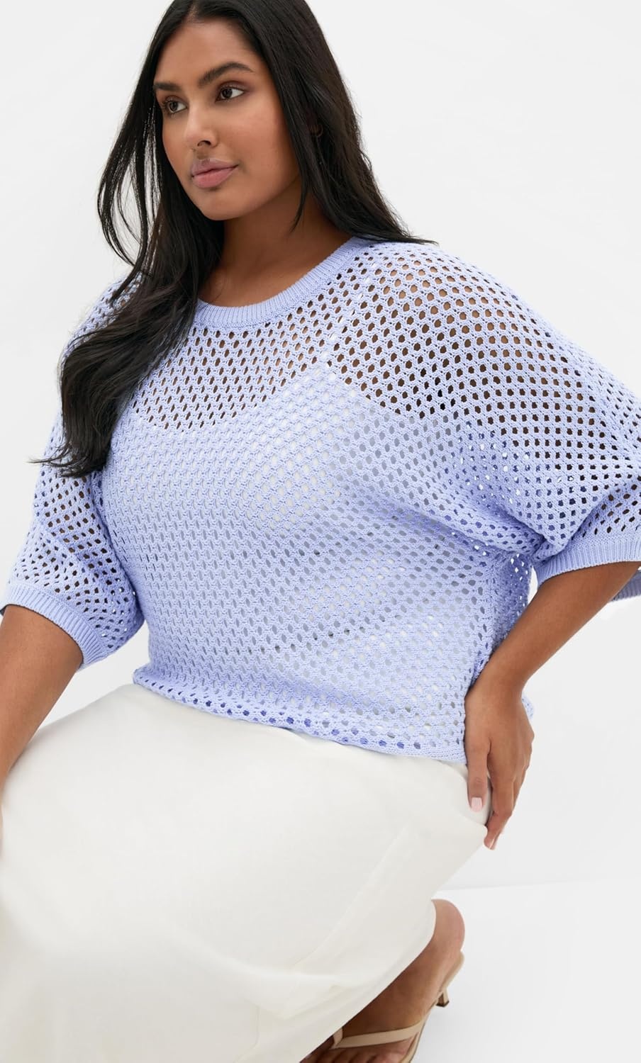 image:imageCity Chic Plus Size Top Crochet KnitSoft Blue