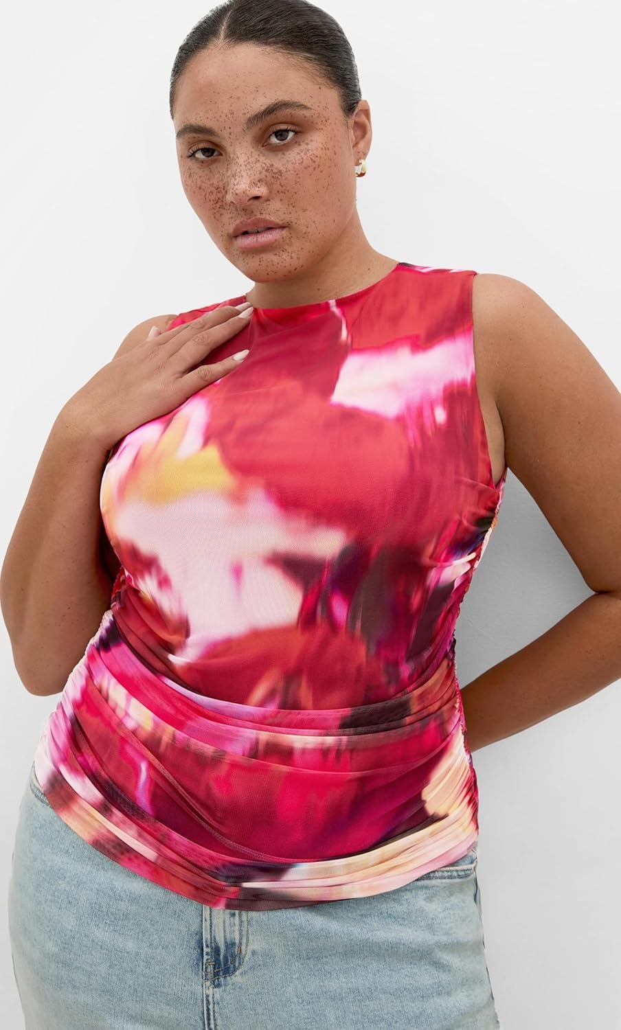 image:imageCity Chic Plus Size Top Lidia Ruched PrintColour Burst