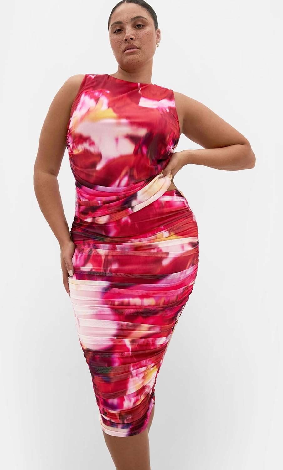 image:imageCity Chic Plus Size Top Lidia Ruched PrintColour Burst