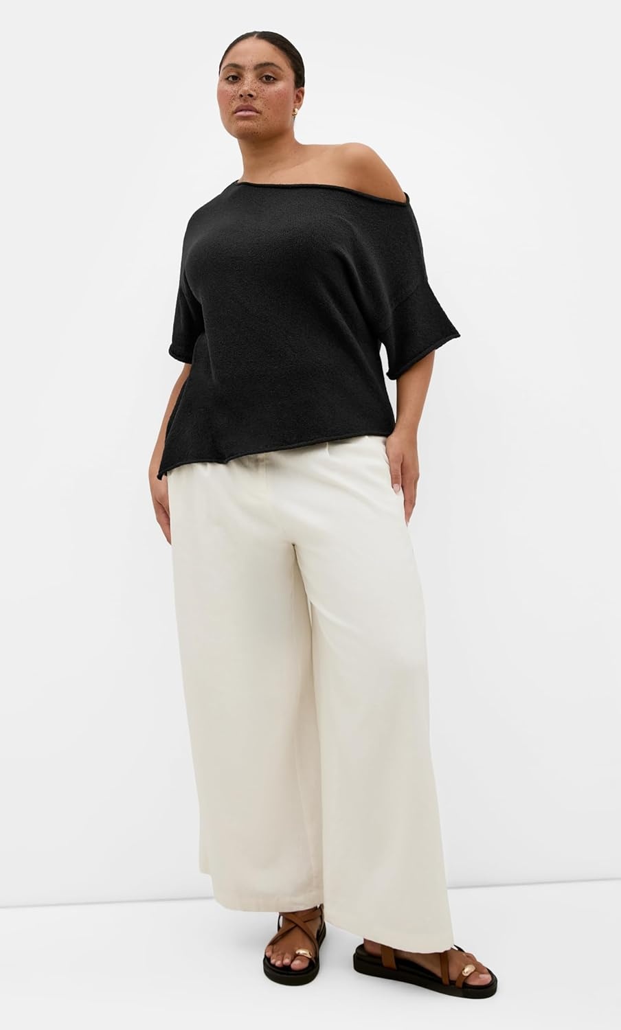 image:imageCity Chic Plus Size Top One Shoulder KnitBlack