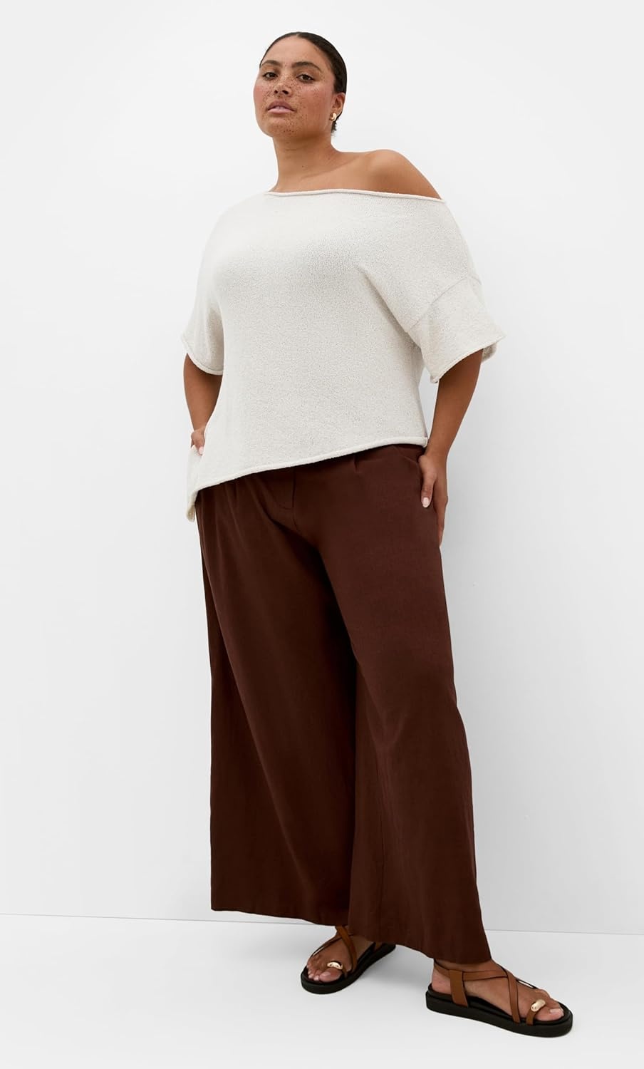 image:imageCity Chic Plus Size Top One Shoulder KnitNatural