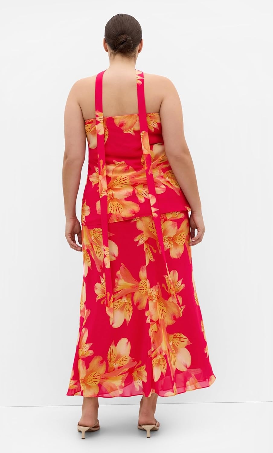 image:imageCity Chic Plus Size Top Soiree Print Frill DetailFuchsia Lily