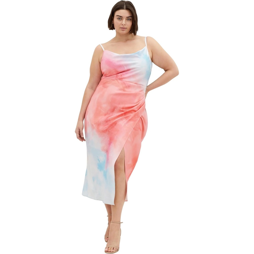 image:imageCity Chic Plus Size Dress Mali Print Cowl Neck SlipSunset Ombre