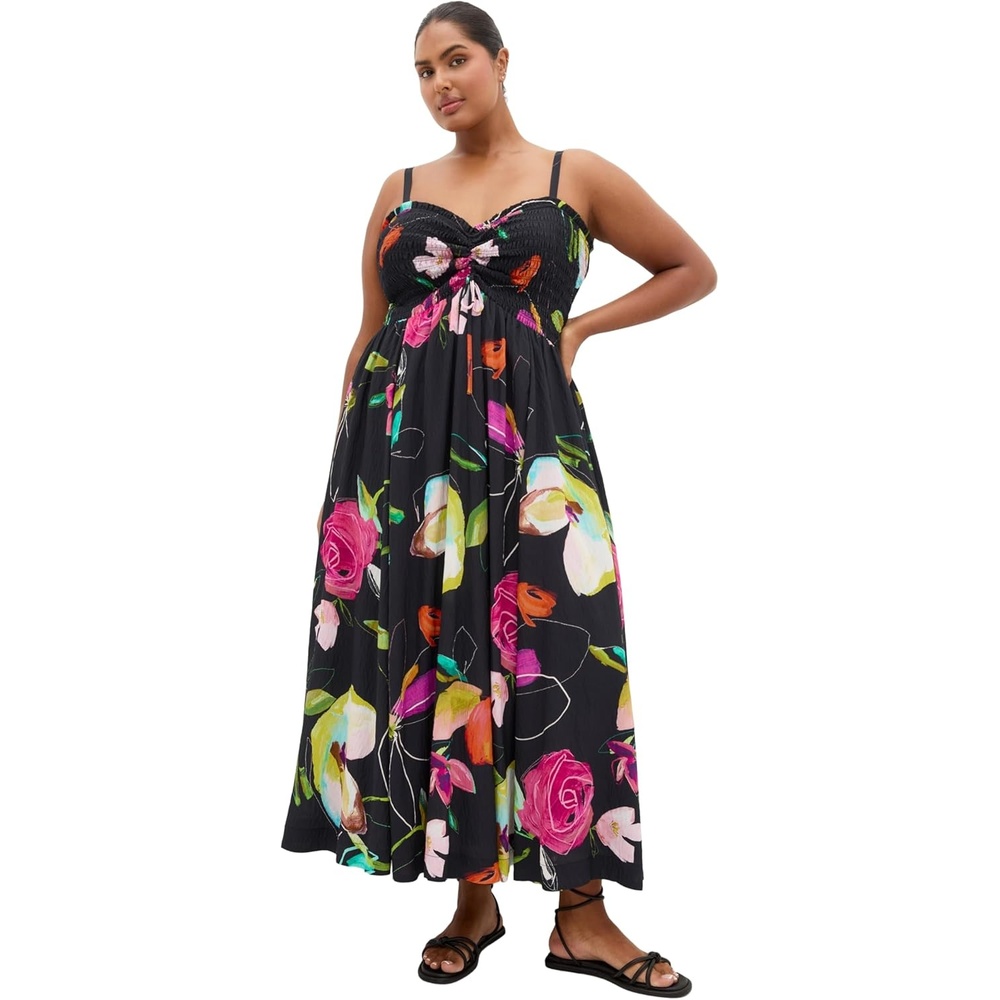 image:imageCity Chic Plus Size Dress Malina Sketch Print Shirred MaxiFloral Sketch