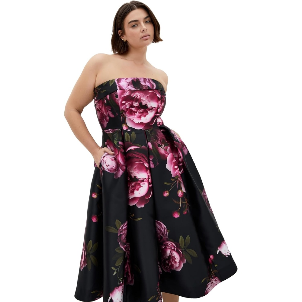 image:imageCity Chic Plus Size Dress Tiffany Bloom Strapless MidiMulti Bloom