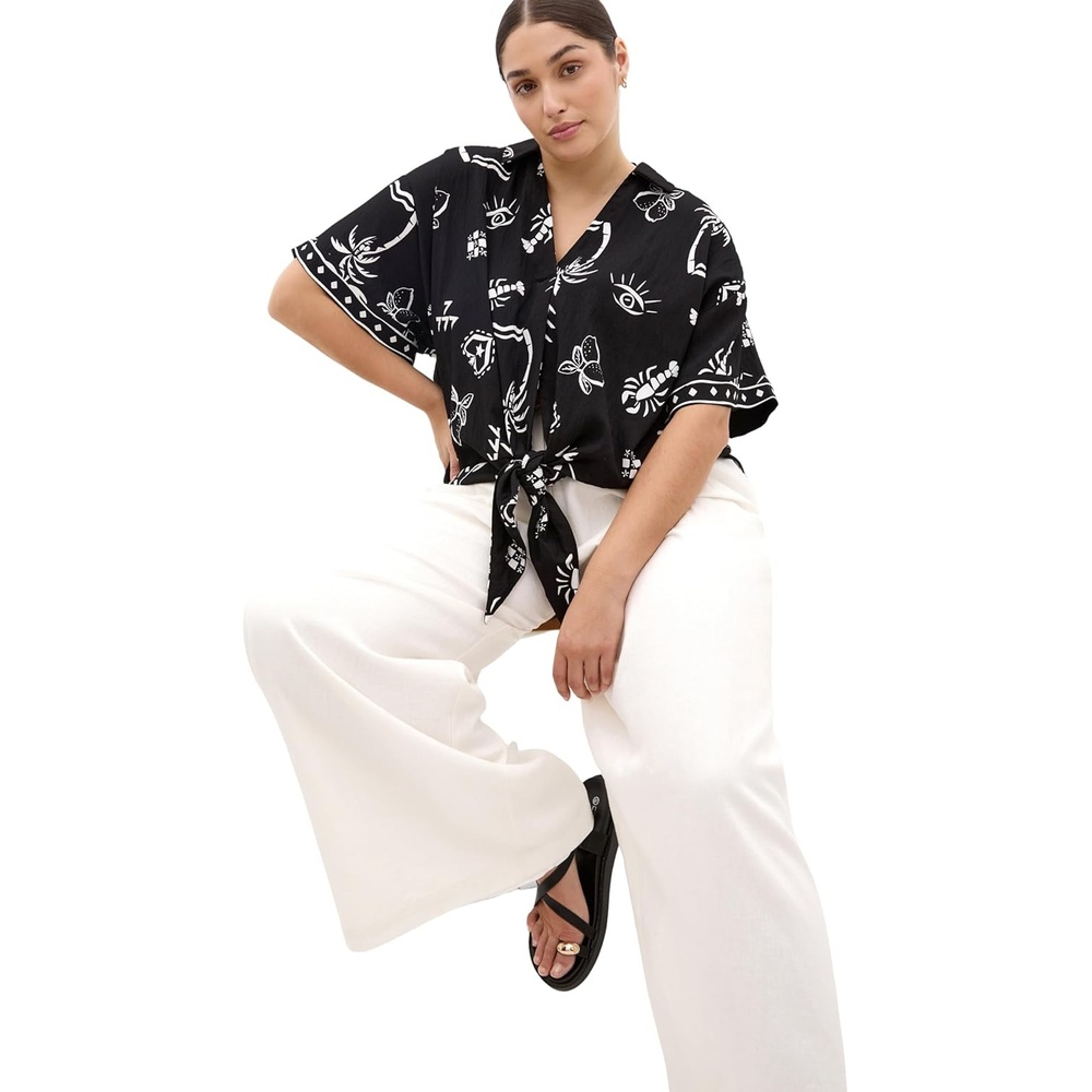 image:imageCity Chic Plus Size Shirt Resort Border PrintBw Conversational
