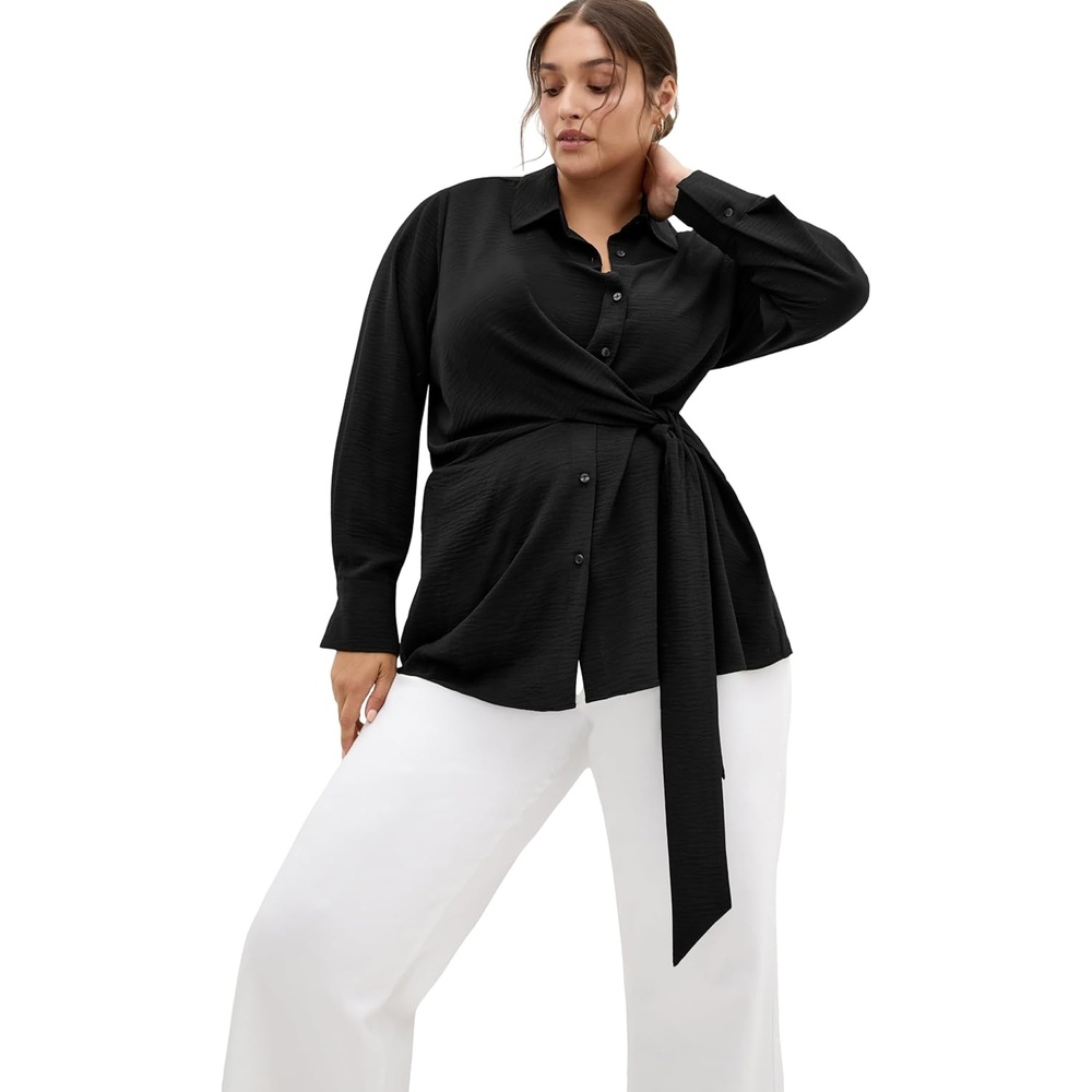 image:imageCity Chic Plus Size Shirt Telia Side TieBlack