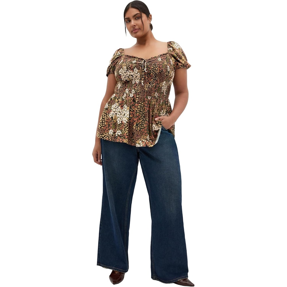 image:imageCity Chic Plus Size Top Azure Shirred PrintUnderground Ditsy