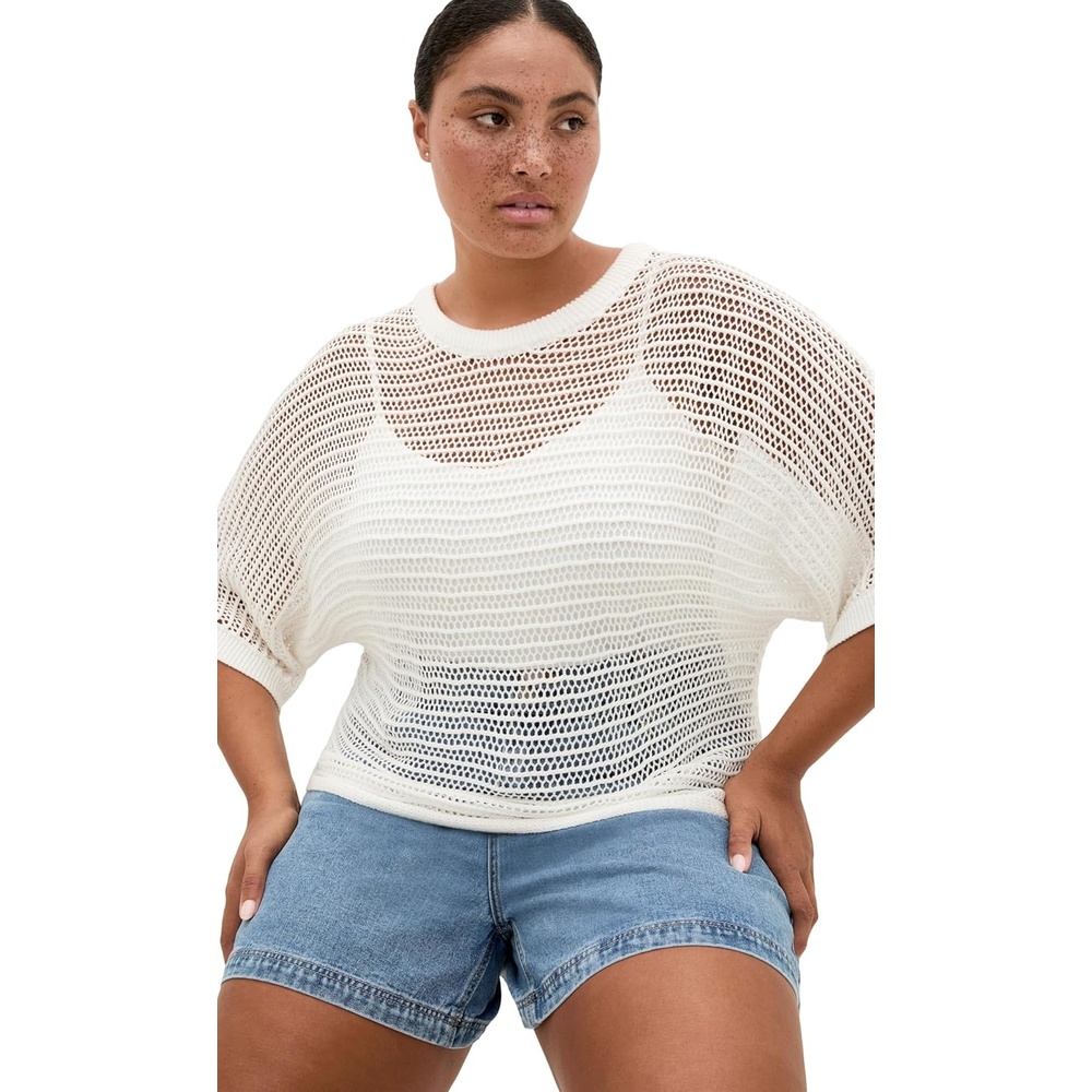 image:imageCity Chic Plus Size Top Crochet Knit ResortCreme
