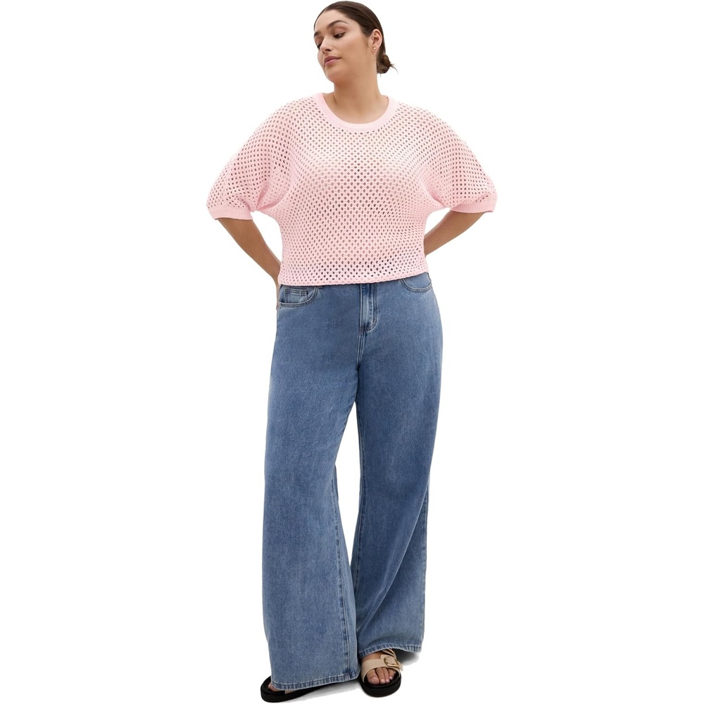 image:imageCity Chic Plus Size Top Crochet KnitHeavenly Pink