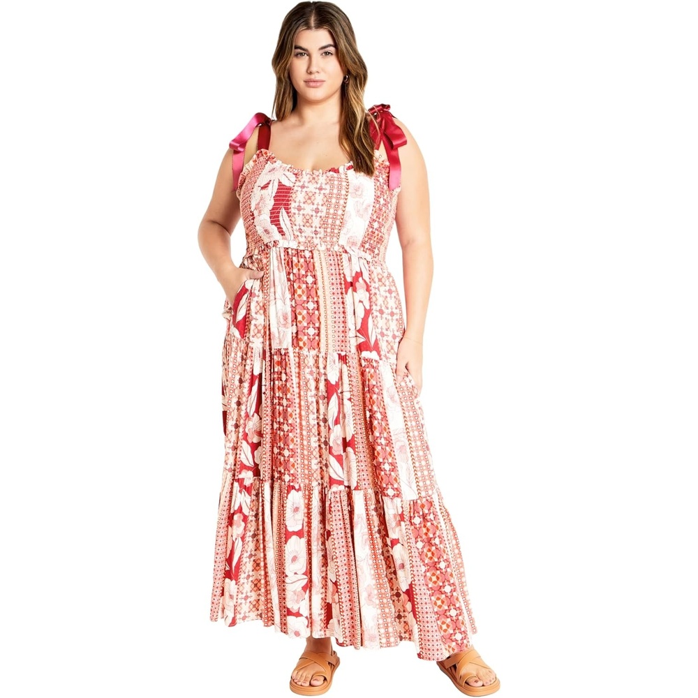 image:imageCity Chic Womens Plus Size Cosmopolitan Print Maxi DressCosmopolitan