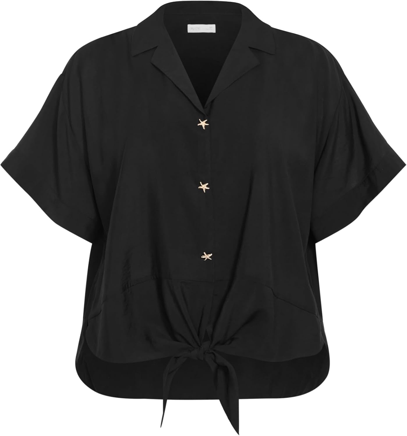 image:imageCity Chic Plus Size Shirt Kalea Tie FrontBlack