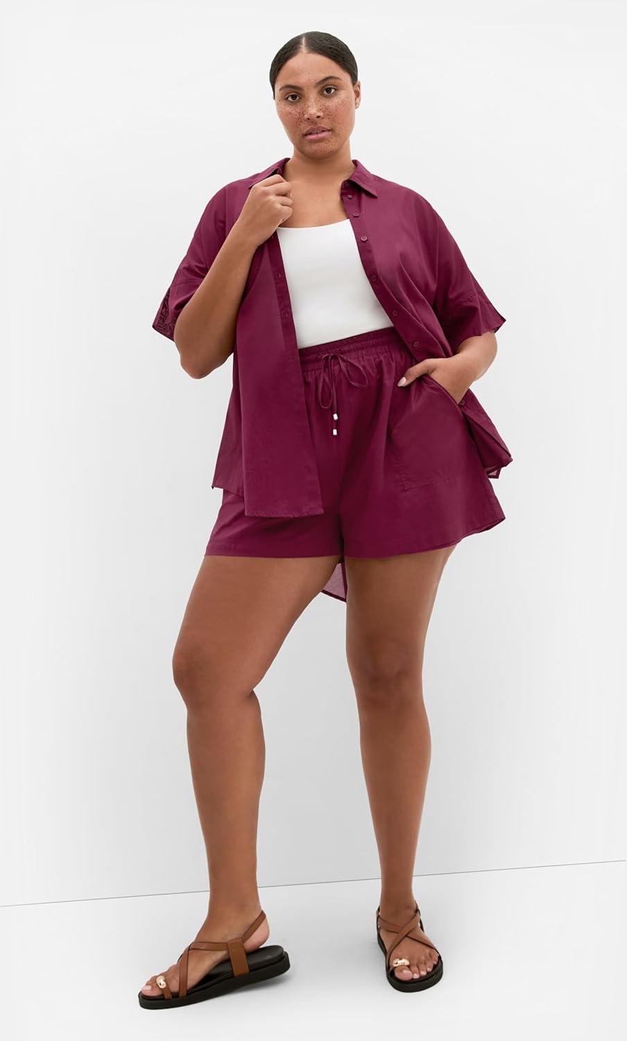 image:imageCity Chic Plus Size Shirt Lola Longline CottonPomegranate