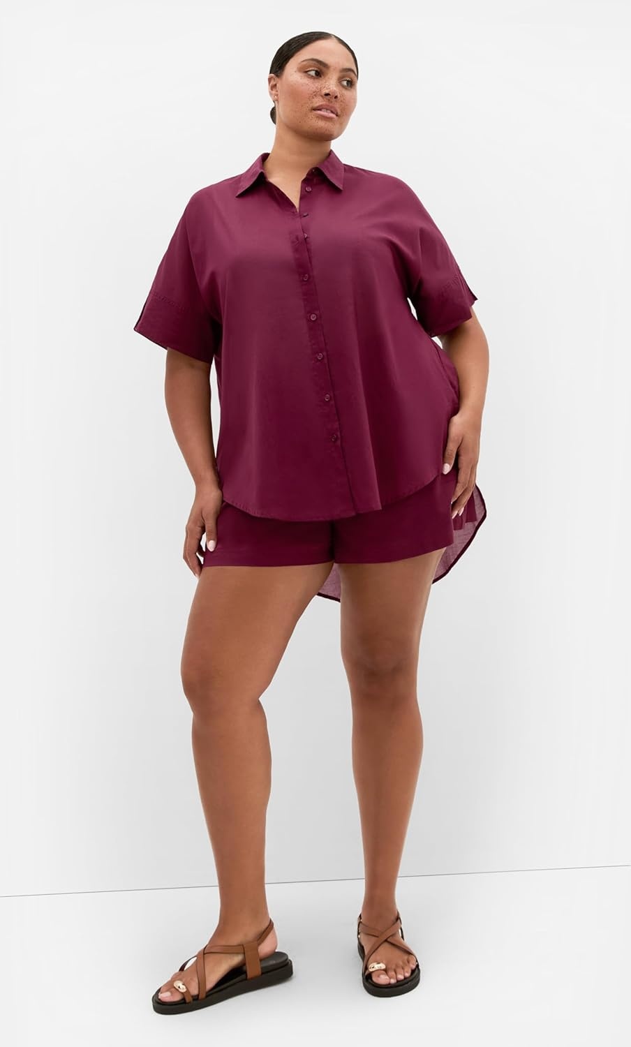 image:imageCity Chic Plus Size Shirt Lola Longline CottonPomegranate