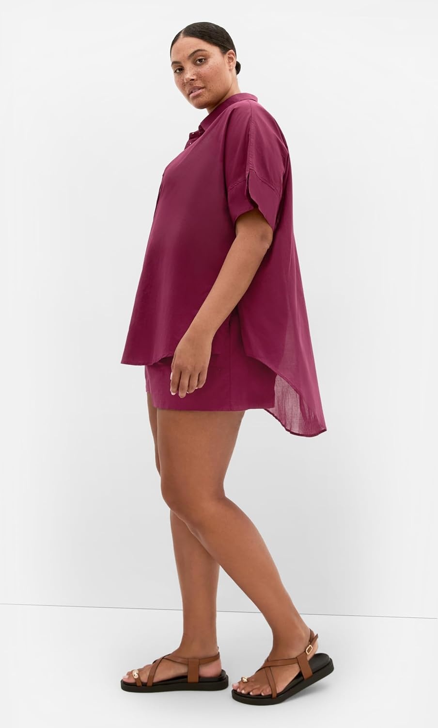 image:imageCity Chic Plus Size Shirt Lola Longline CottonPomegranate