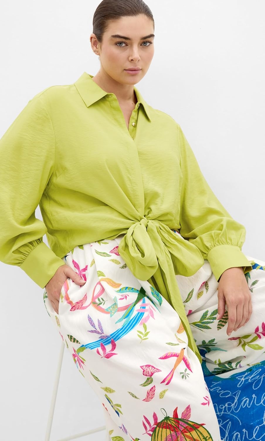 image:imageCity Chic Plus Size Shirt Rosa TieChartreuse