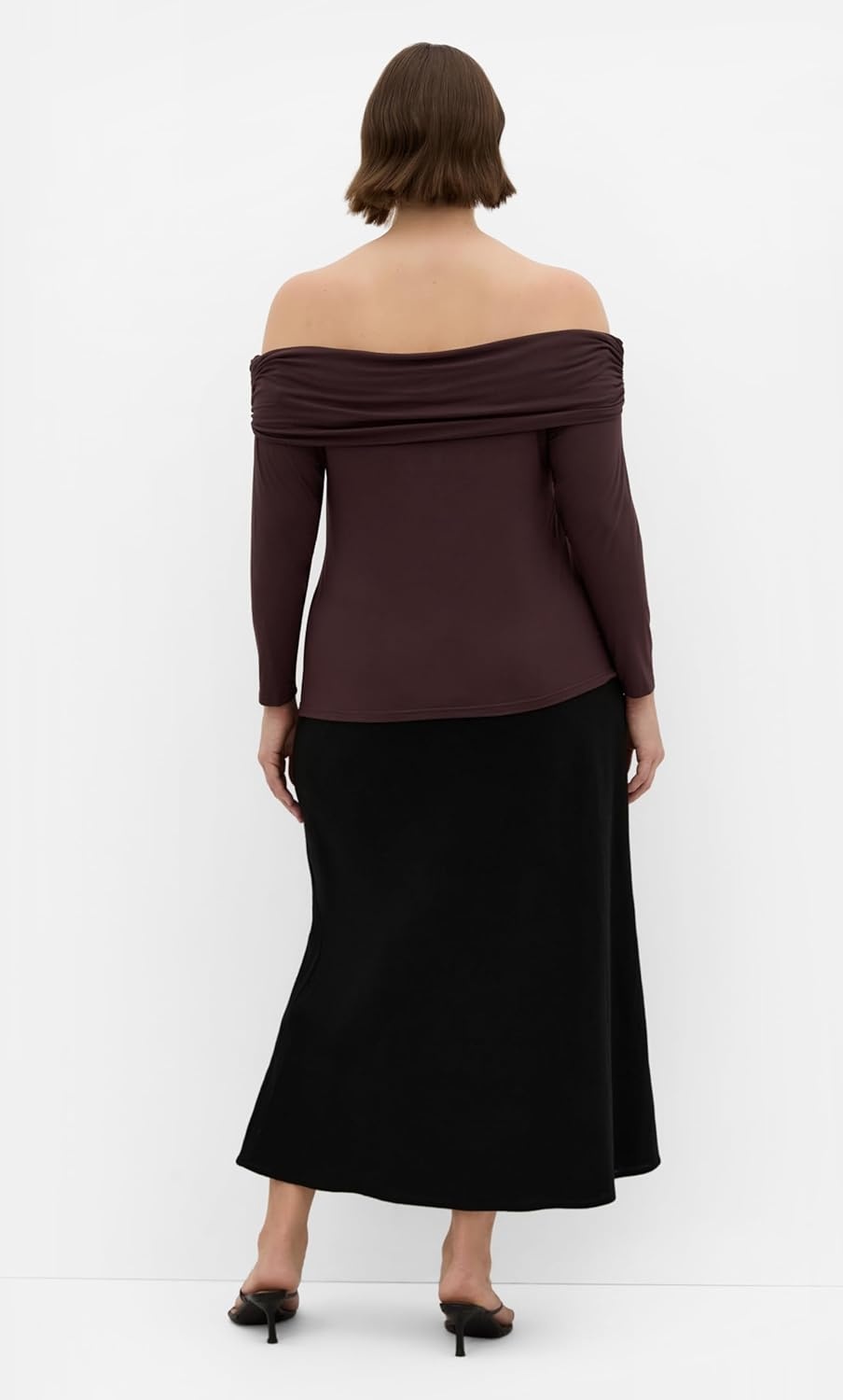 image:imageCity Chic Plus Size Top Buckle Off Shoulder Long SleeveChocolate
