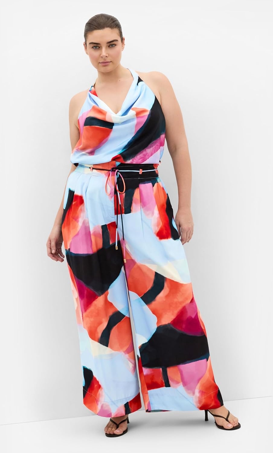image:imageCity Chic Plus Size Top Chloe Aspect Print Cowl NeckAspect