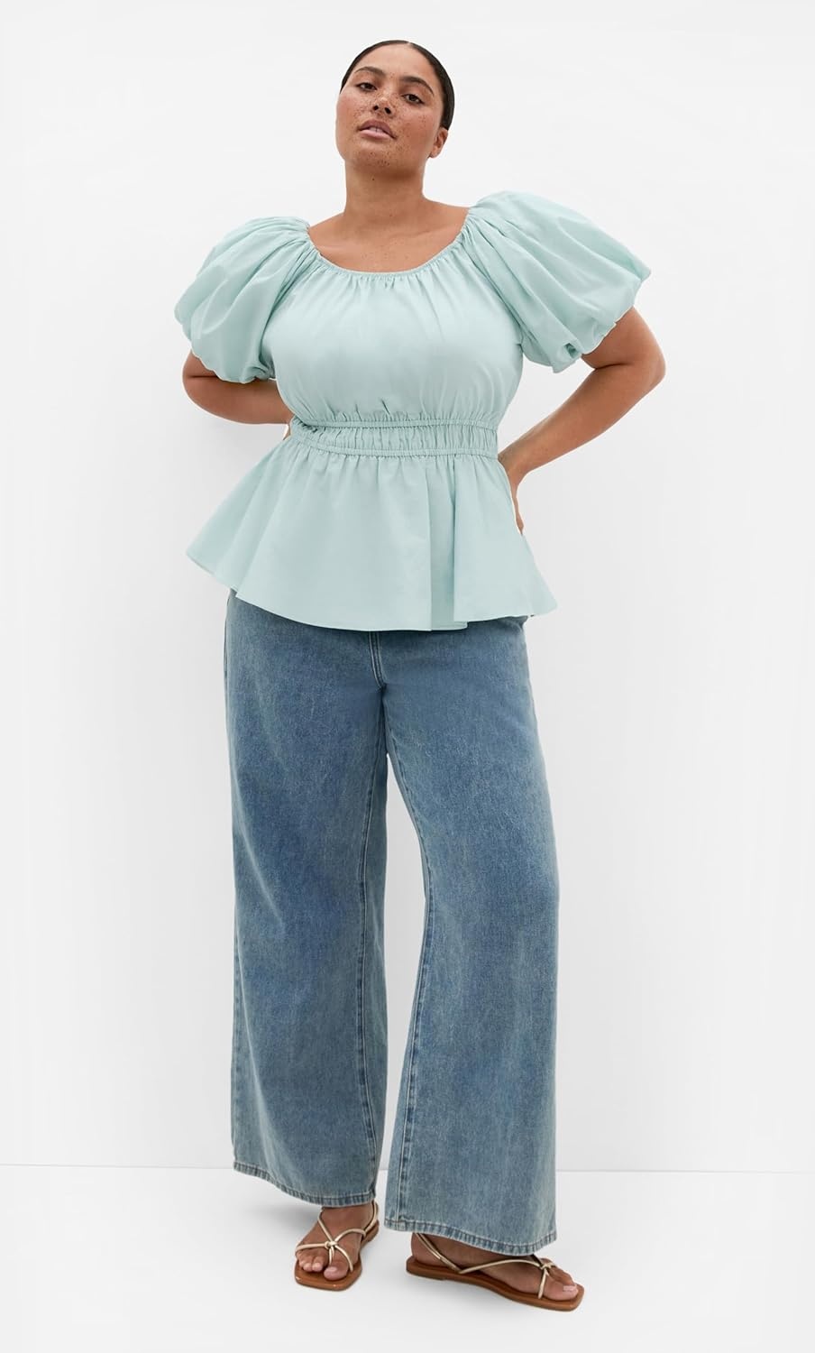image:imageCity Chic Plus Size Top Lilli Puff SleeveSeafoam