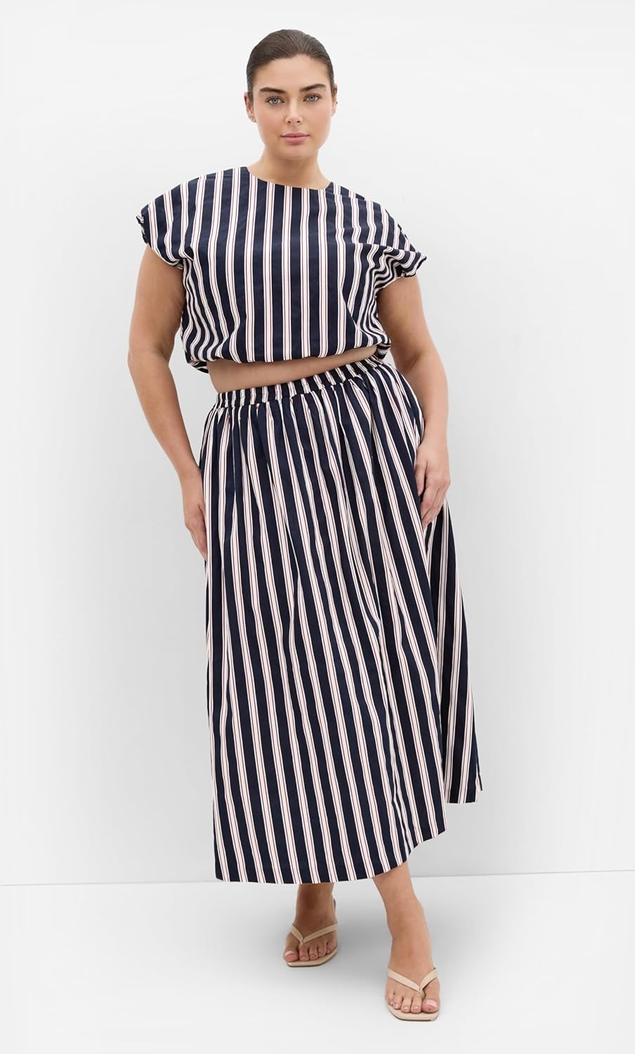 image:imageCity Chic Plus Size Top Sarina Stripe CottonNavy Sienna Str