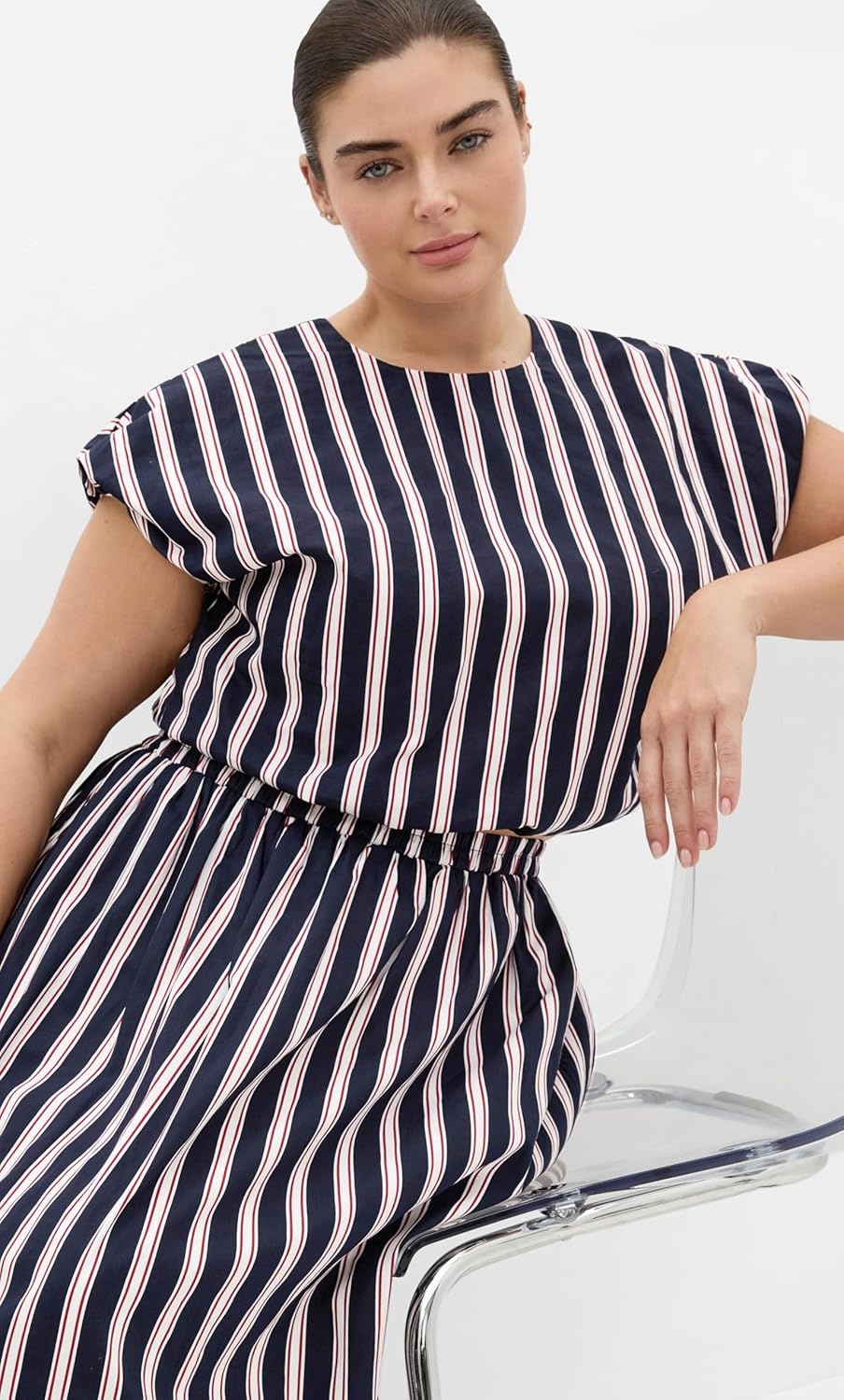 image:imageCity Chic Plus Size Top Sarina Stripe CottonNavy Sienna Str