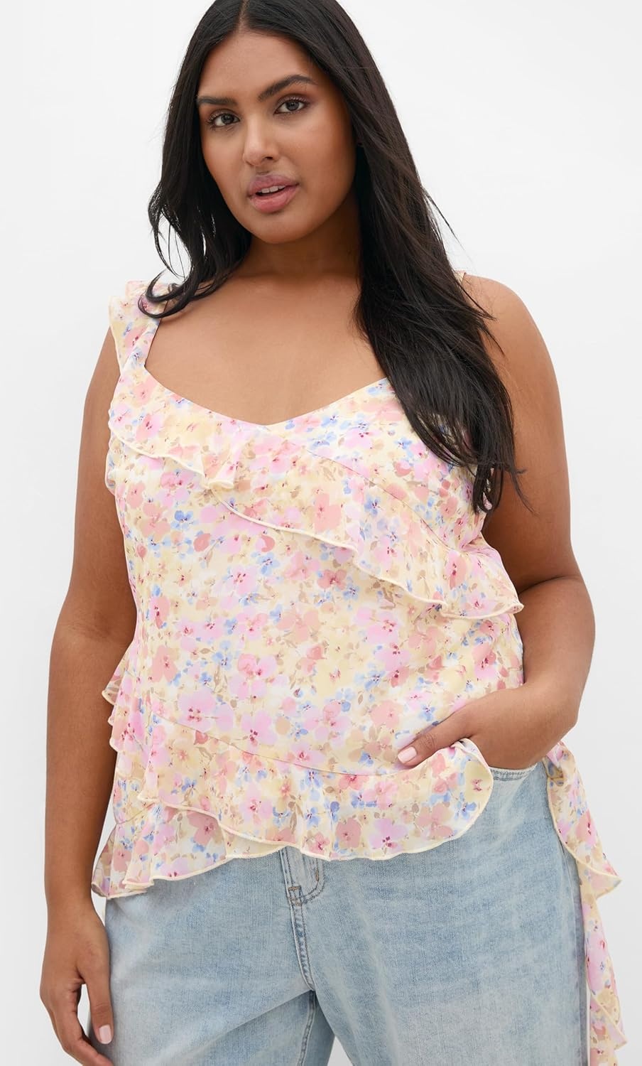 image:imageCity Chic Plus Size Top Waverly Frill PrintVintage Ditsy