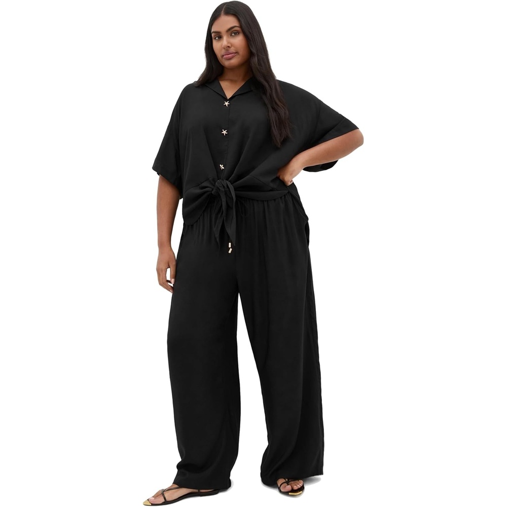 image:imageCity Chic Plus Size Shirt Kalea Tie FrontBlack