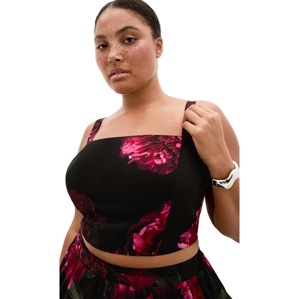 image:imageCity Chic Plus Size Top Bianka Botanical Print Crop 14 Black