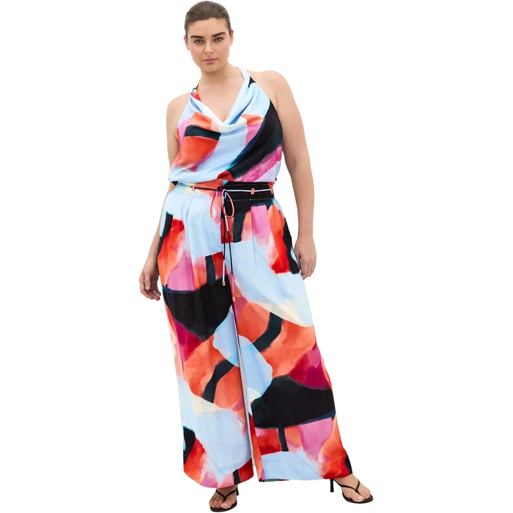image:imageCity Chic Plus Size Top Chloe Aspect Print Cowl NeckAspect