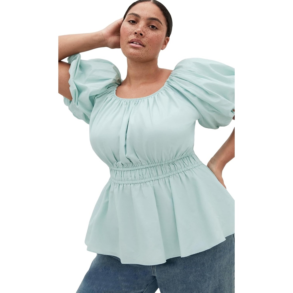 image:imageCity Chic Plus Size Top Lilli Puff SleeveSeafoam