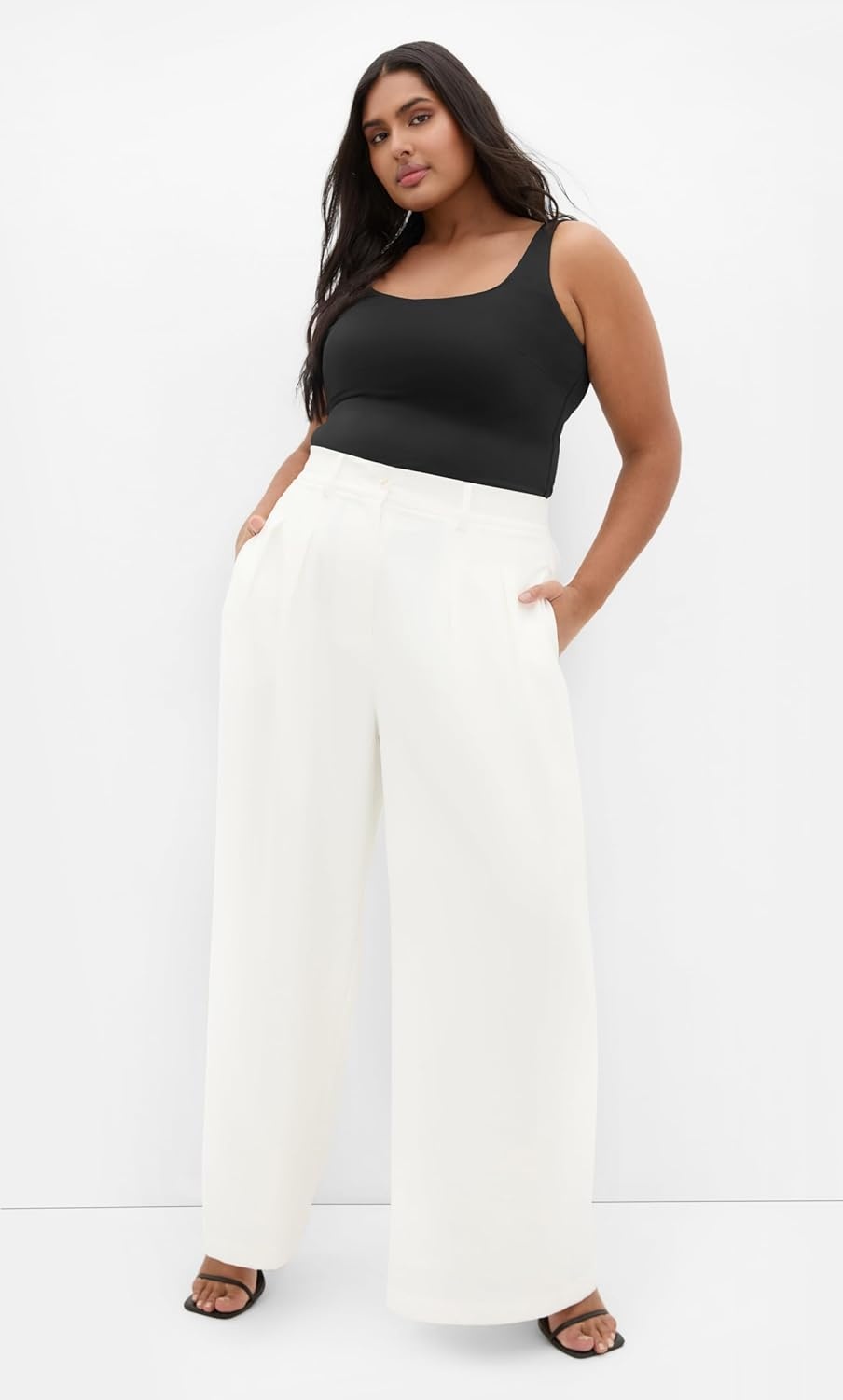 image:imageCity Chic Plus Size Pants Abbie Fully Lined Wide LegCream