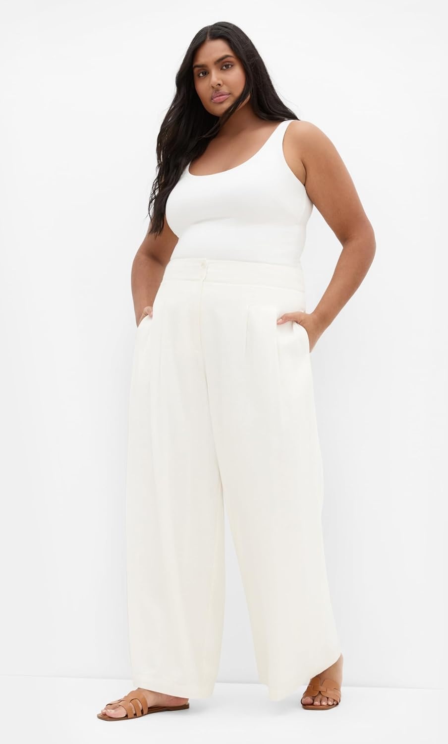 image:imageCity Chic Plus Size Pants Abbie LinenIvory