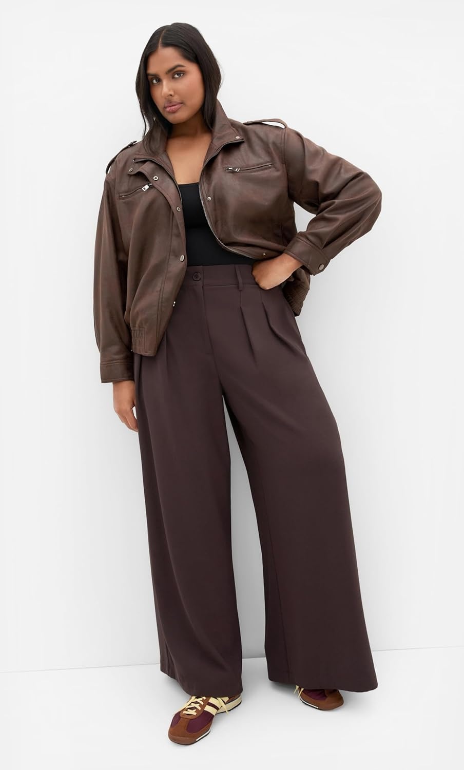 image:imageCity Chic Plus Size Pants Abbie Wide LegChocolate