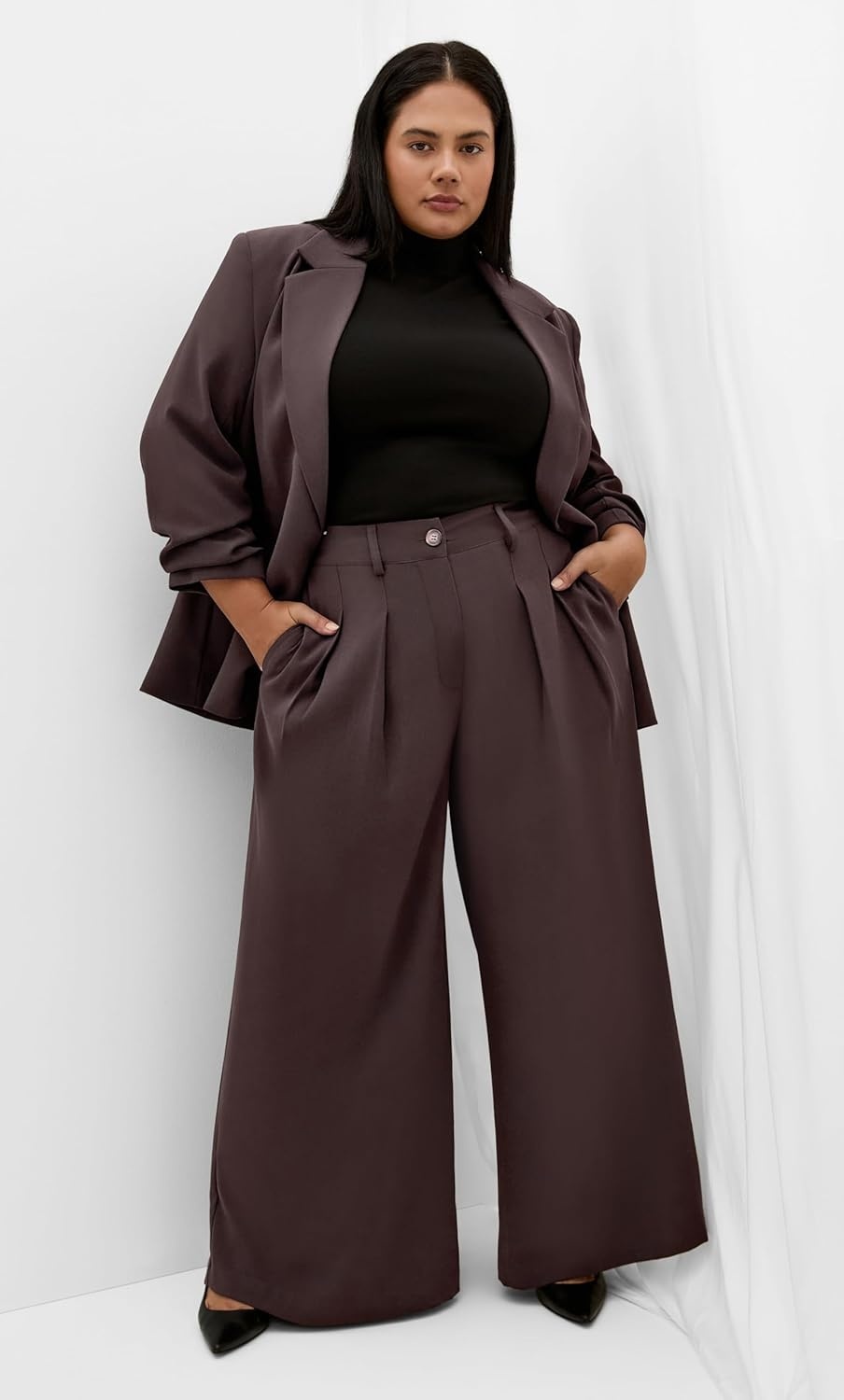 image:imageCity Chic Plus Size Pants Abbie Wide LegChocolate
